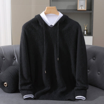Textured Dropped Ribbed Cuffed Relaxed Hoodie
