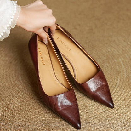 Slip On Pointed Toe Low Kitten Heels