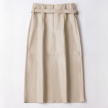 High Waist Paneled Perforated Asymmetric Midi Skirt