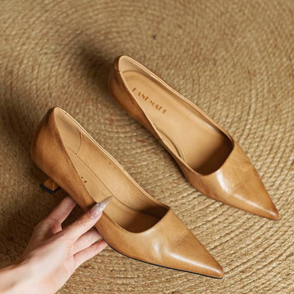 Slip On Pointed Toe Low Kitten Heels