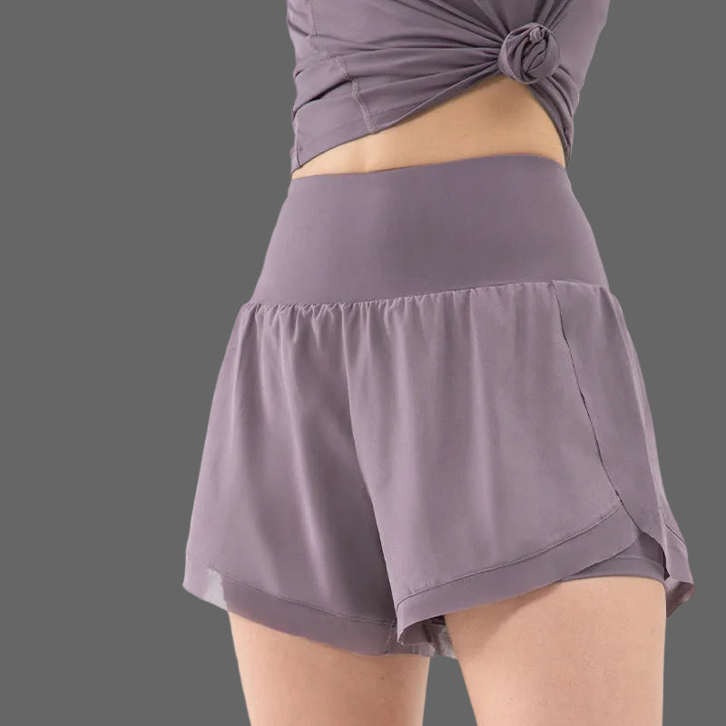 High Waisted Double Layer Running Shorts