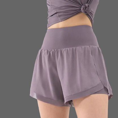 High Waisted Double Layer Running Shorts