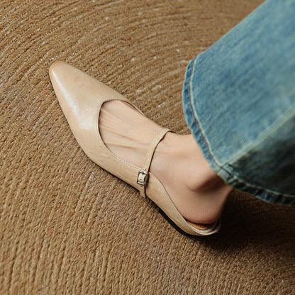 Pointed Toe Low Block Heel Mule Sandals