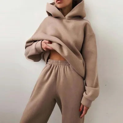Hooded Cropped Loungewear Set For Women