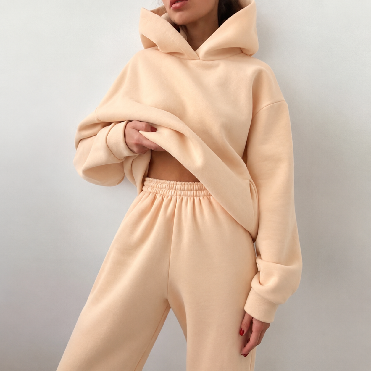 Hooded Cropped Loungewear Set For Women