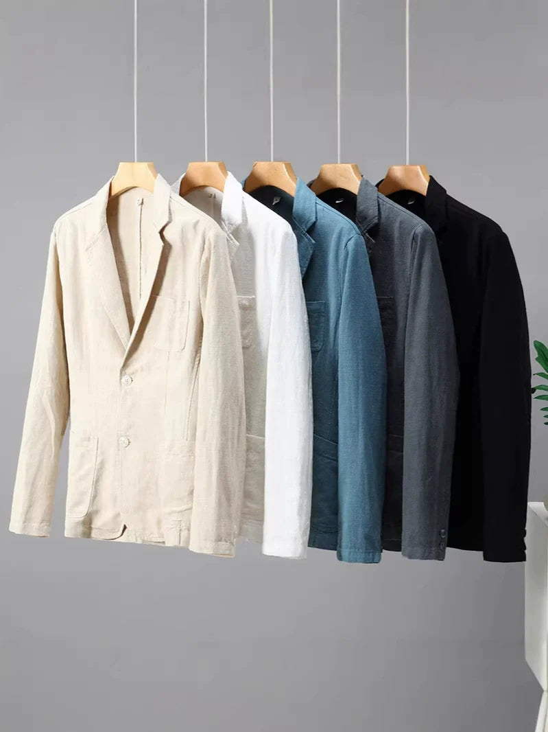 Pocketed Collared Notched Buttoned Blazer