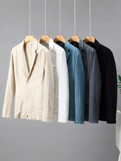 Pocketed Collared Notched Buttoned Blazer