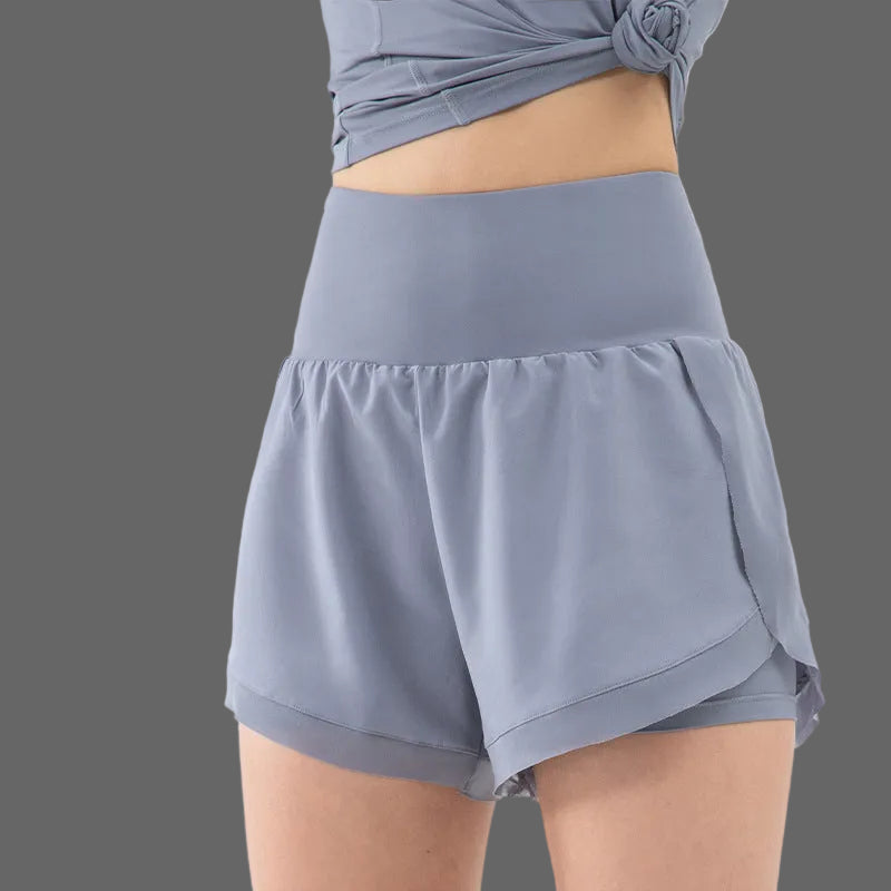 High Waisted Double Layer Running Shorts