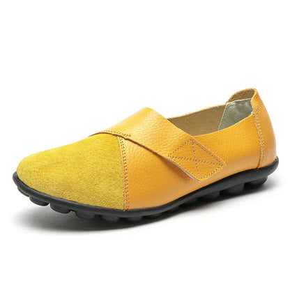 Stitched Paneled Round Toe Flat Slip Shoes