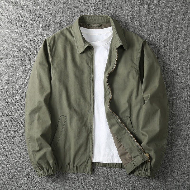 Collared Zippered Pocketed Cuffed Banded Jacket