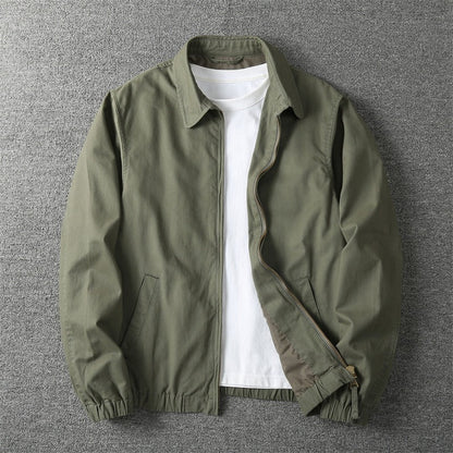 Collared Zippered Pocketed Cuffed Banded Jacket