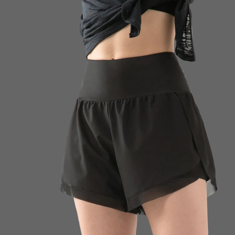 High Waisted Double Layer Running Shorts