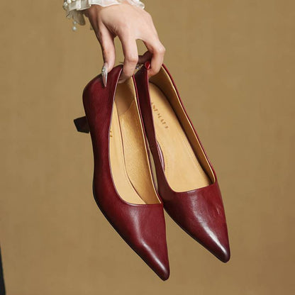 Slip On Pointed Toe Low Kitten Heels