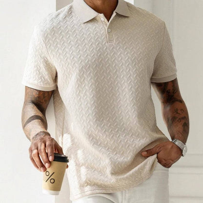 Textured Chevron Collared Buttoned Fitted Shirt