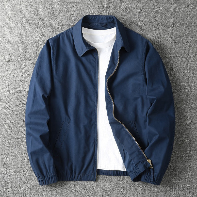 Collared Zippered Pocketed Cuffed Banded Jacket