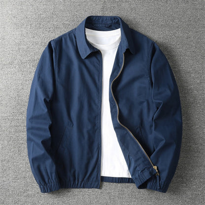 Collared Zippered Pocketed Cuffed Banded Jacket