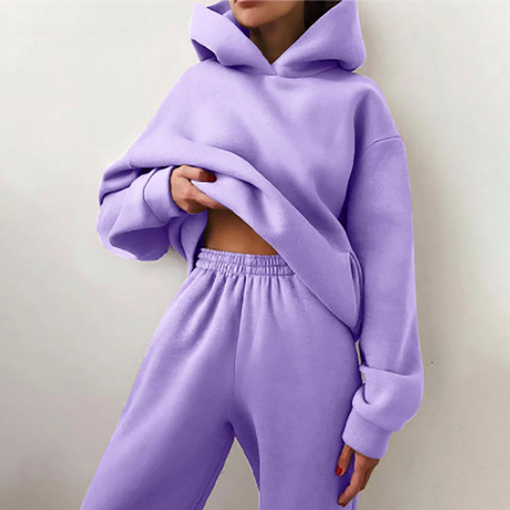 Hooded Cropped Loungewear Set For Women