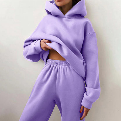 Hooded Cropped Loungewear Set For Women