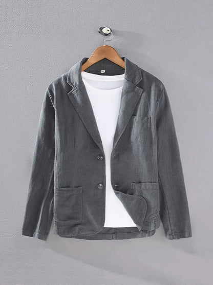 Pocketed Collared Notched Buttoned Blazer