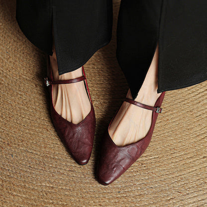Pointed Toe Low Block Heel Mule Sandals