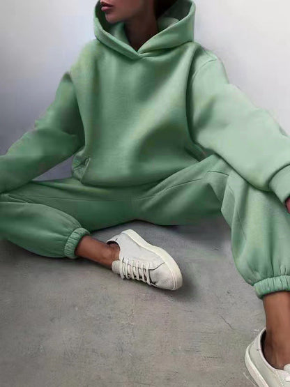Hooded Cropped Loungewear Set For Women