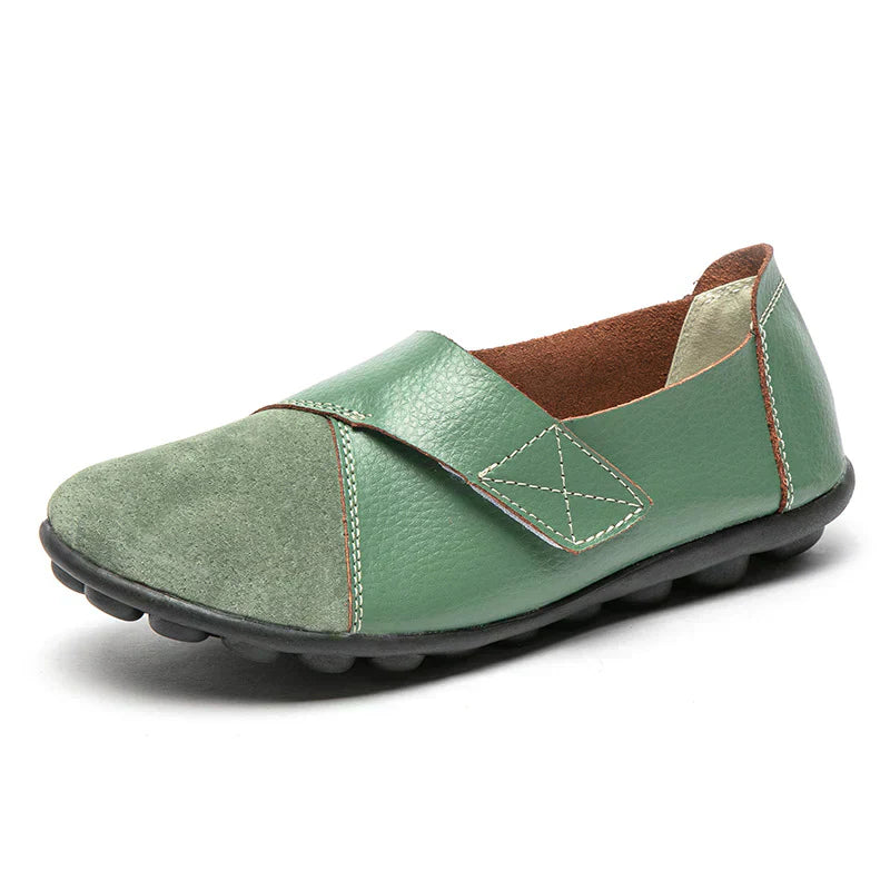 Stitched Paneled Round Toe Flat Slip Shoes