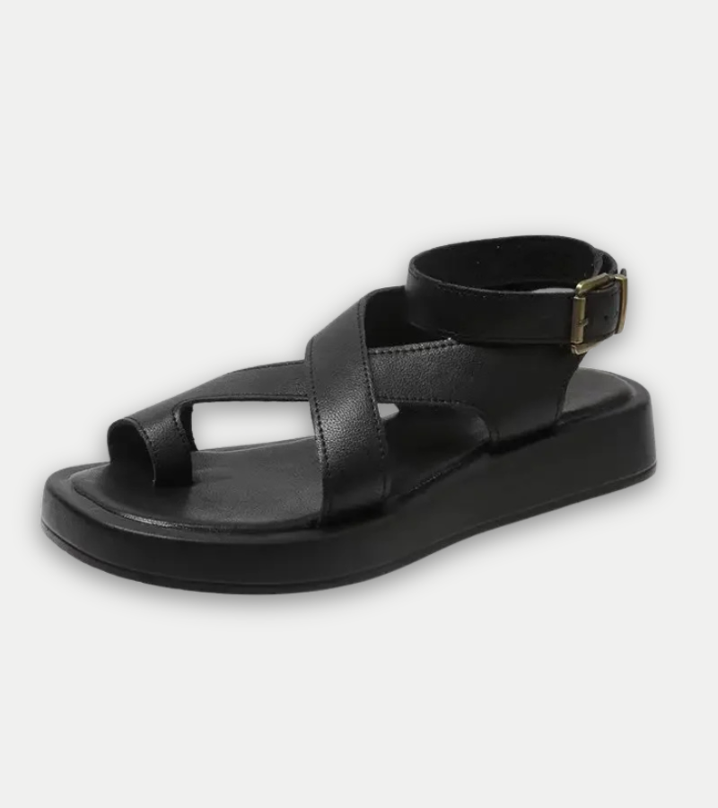 Strappy Ankle Buckle Flat Sole Sandals