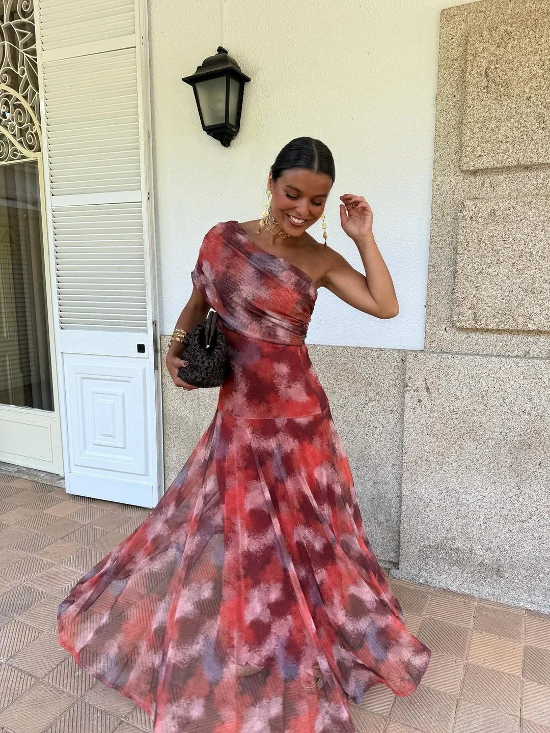 Off Shoulder Ruched Foldover Maxi Dress