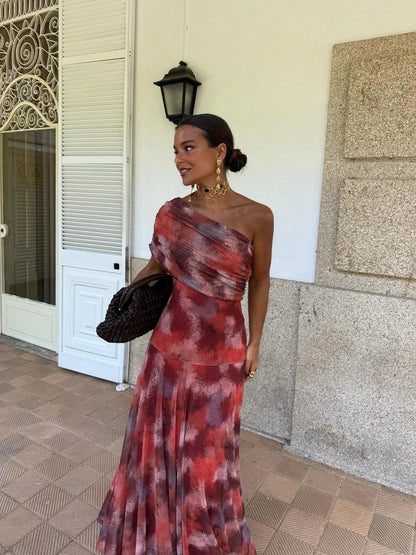 Off Shoulder Ruched Foldover Maxi Dress