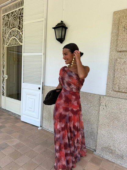 Off Shoulder Ruched Foldover Maxi Dress