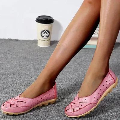Perforated Woven Low Cut Flat Gripped Loafers