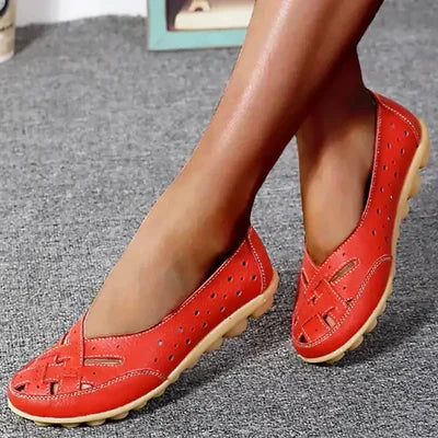 Perforated Woven Low Cut Flat Gripped Loafers