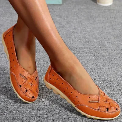Perforated Woven Low Cut Flat Gripped Loafers