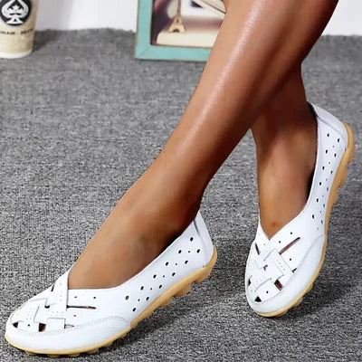 Perforated Woven Low Cut Flat Gripped Loafers
