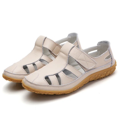 Open Side Stitched Rounded Toe Flat Sandals
