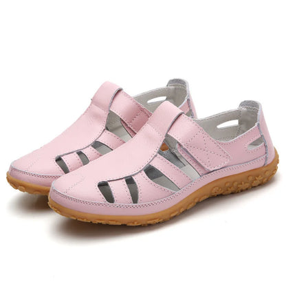 Open Side Stitched Rounded Toe Flat Sandals