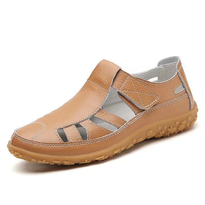 Open Side Stitched Rounded Toe Flat Sandals