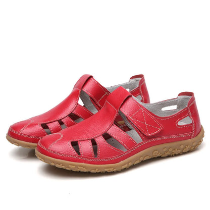 Open Side Stitched Rounded Toe Flat Sandals