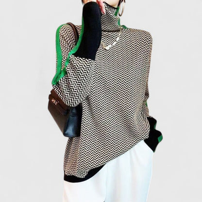 Women's High Neck Long Sleeve Chunky Knit Sweater