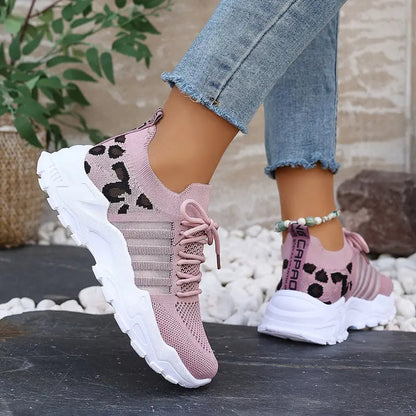 Lace Up Patterned Textured Lug Sole Sneakers