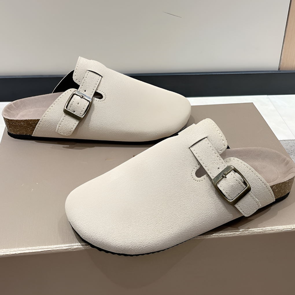 Solid Adjustable Buckle Slip On Closed Toe Sandals