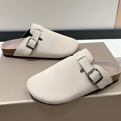 Solid Adjustable Buckle Slip On Closed Toe Sandals