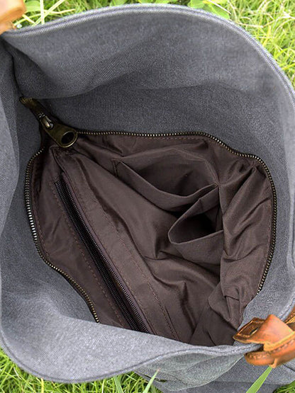 Asymmetrical Slouchy Folded Buttoned Adjustable Stitched Bag