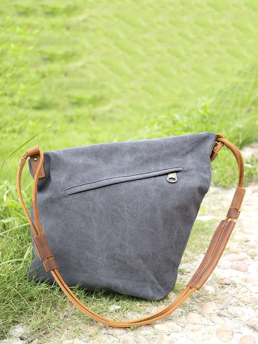 Asymmetrical Slouchy Folded Buttoned Adjustable Stitched Bag