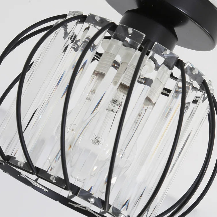 Metal Cage Ceiling Light with Glass Slats
