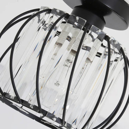 Metal Cage Ceiling Light with Glass Slats