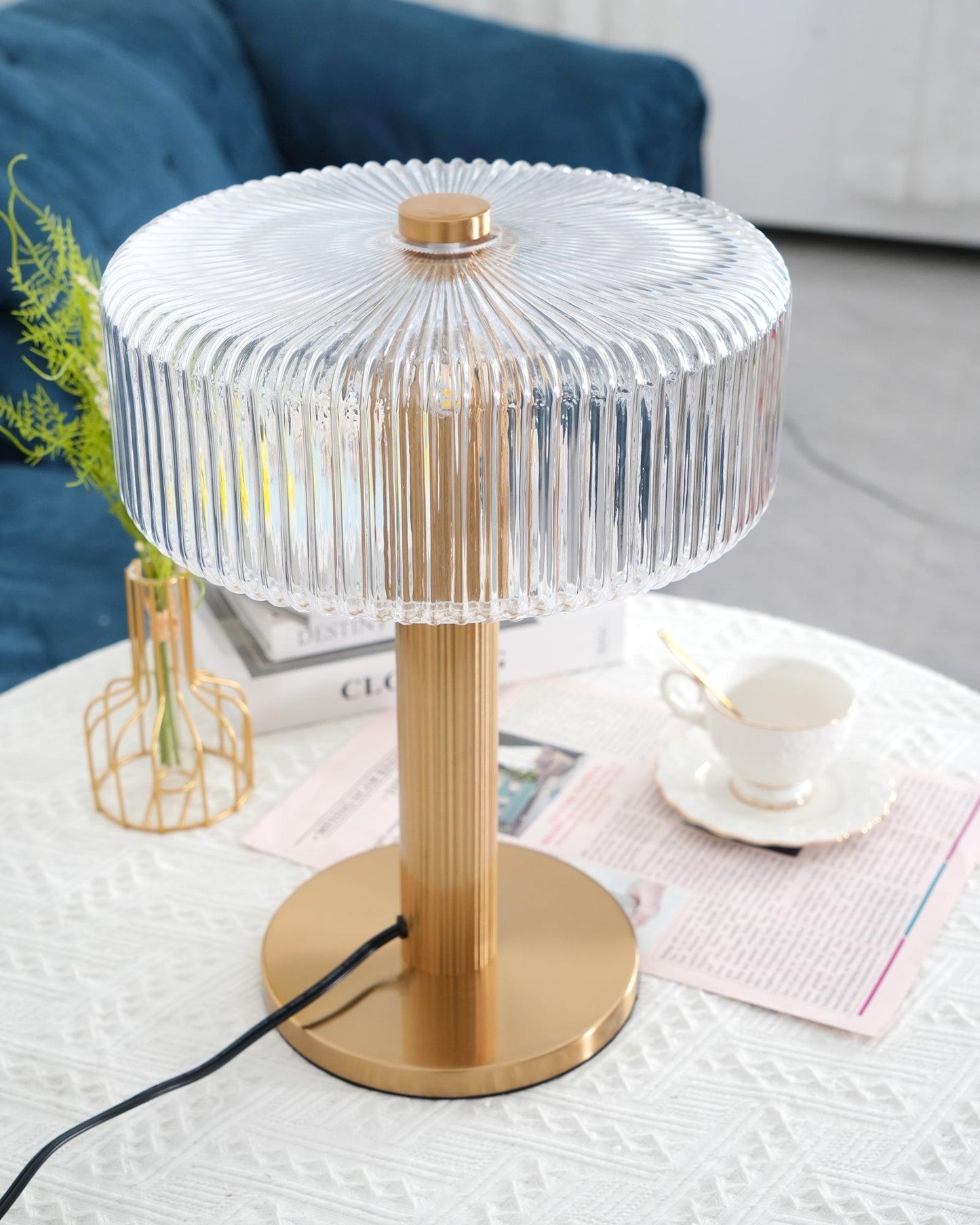 Ribbed Glass Carousel Table Lamp