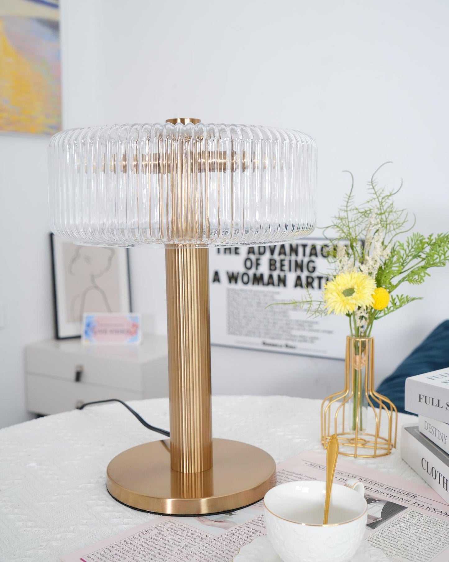 Ribbed Glass Carousel Table Lamp