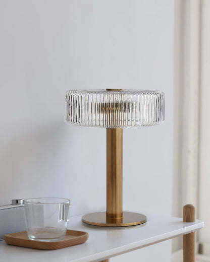 Ribbed Glass Carousel Table Lamp
