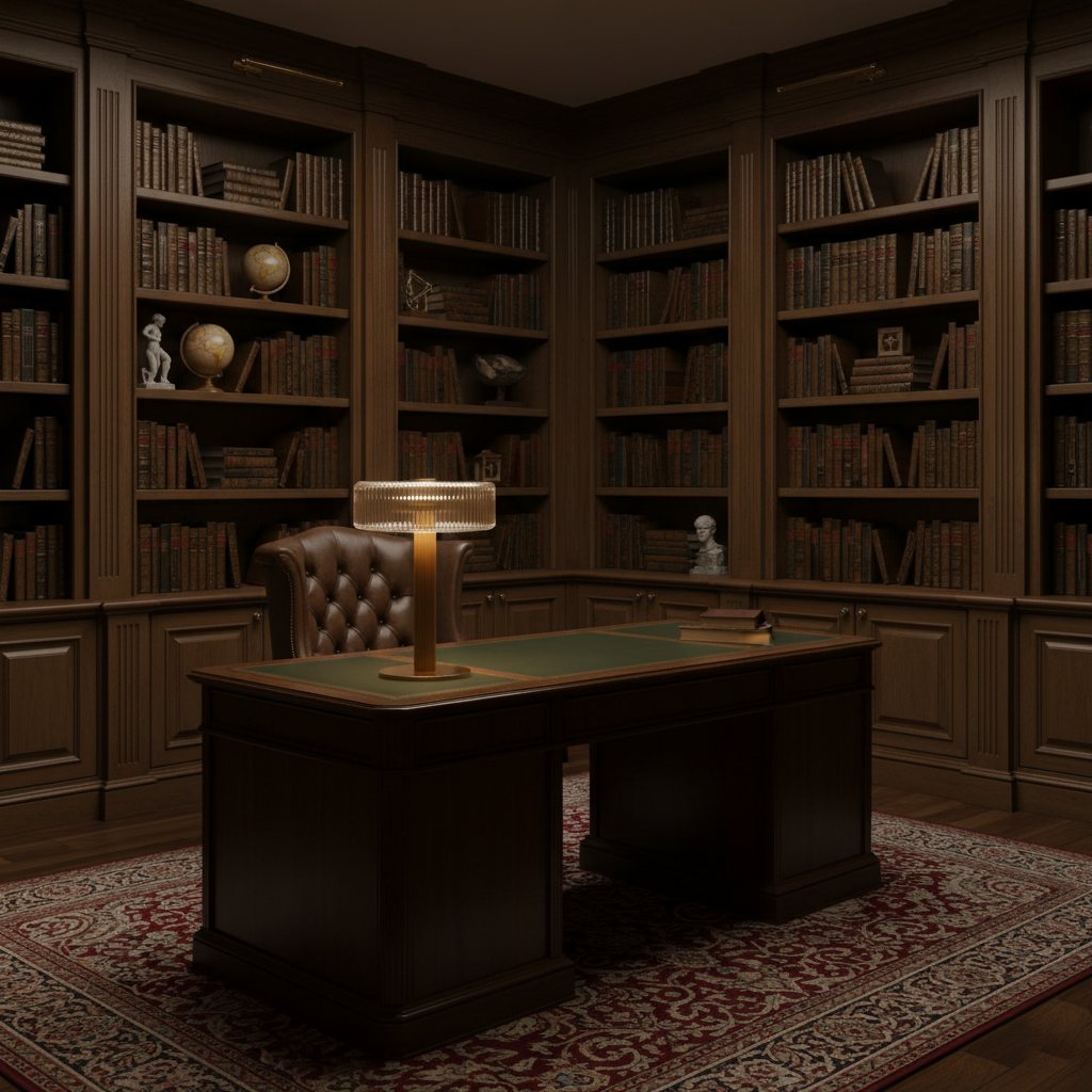 Ribbed Glass Carousel Table Lamp